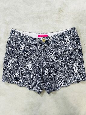 Lilly Pulitzer Sz 8 G'day Mate Darci Knit Navy Blue Koalas Scallop Hem Shorts